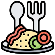 料理とフォーク、スプーンのアイコン